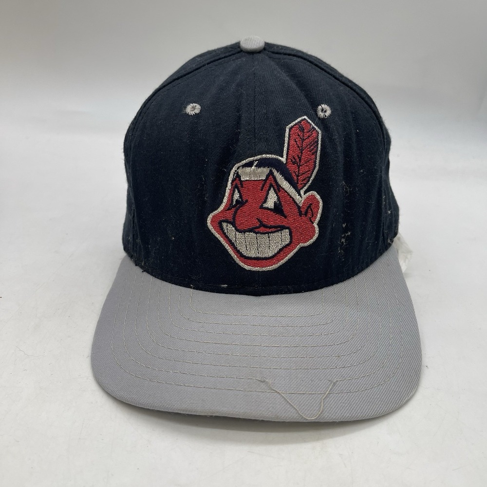 Vintage Cleveland Indians Hat Snapback OSFA New Era Diamond Pro Model USA